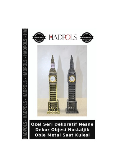Özel Seri Dekoratif Nesne Dekor Objesi Nostaljik Obje Metal Saat Kulesi Çok Renkli