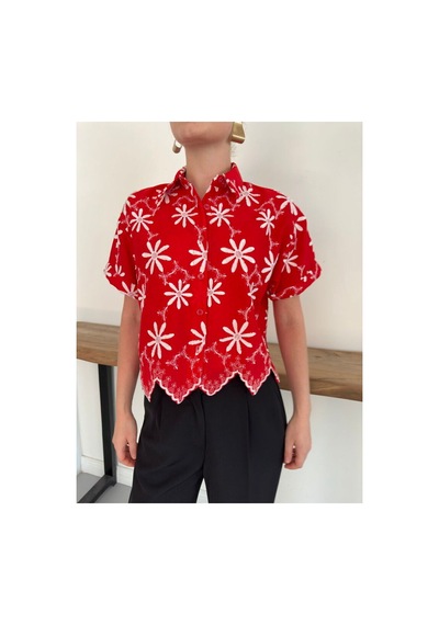Verymoda Nakışlı Gömlek D2858 Kırmızı