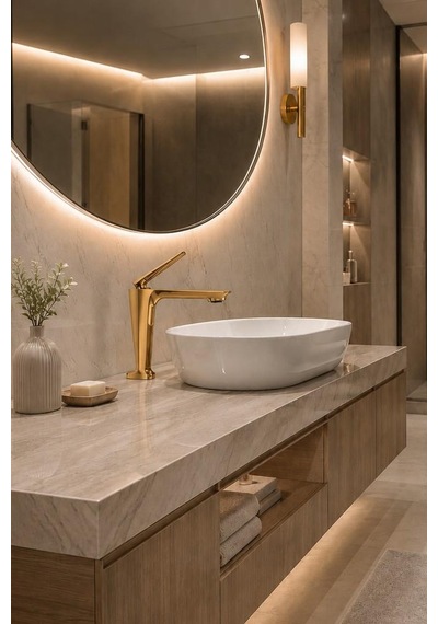 Sensa Kısa Lavabo Bataryası Mat Pırınc-altın Mat Pirinç Altın