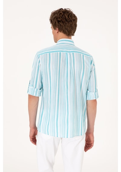 U.s. Polo Assn. Erkek Aqua Gömlek Desenli 50306331-vr007 Aqua
