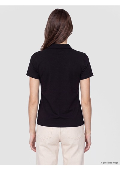 Lcw Comfort Siyah Polo Yaka Kadın Pike Tişört