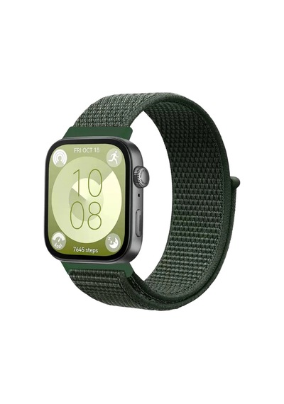 Huawei Fit 4 Hasırlı Cırtcırtlı Kordon Saat Değildir - Koyu Yeşil