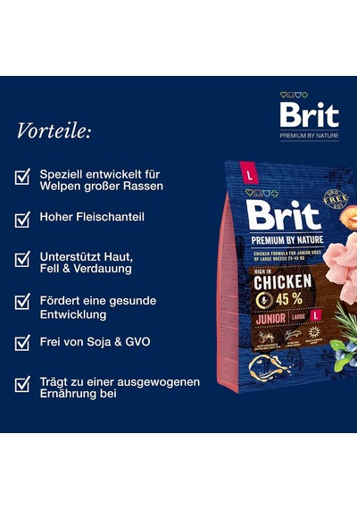 Premium By Nature Junior Large, Büyük Irk - Genç Köpekler İçin, Tavuk Etli Kuru Mama, 15 Kg