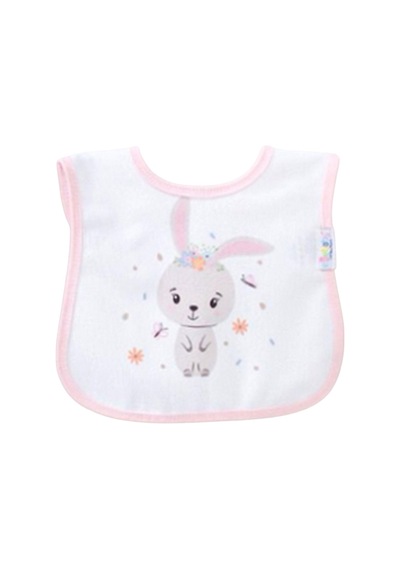 Ekebaby Desenli Baskılı Mama Önlüğü 11942 Bej - Pembe