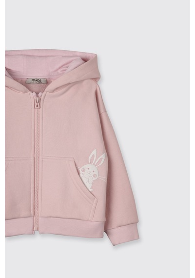 Panço Kız Çocuk Kapüşonlu Sweatshirt Pembe