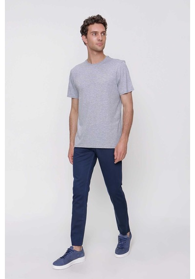 Gri Basic Düz %100 Pamuk Bisiklet Yaka Slim Fit Dar Kesim Kısa Kollu Tişört 99yc018001100 Gri
