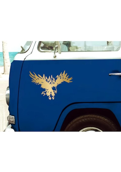 Sticker Dizayn Kartal Sticker - Eagle Beşiktaş Kanatlı Uçan Kartal Sticker - Araba Oto Motosiklet Karavan Cam Sticker - 00321 50X34 Cm