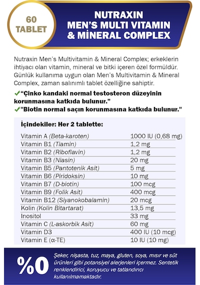 Nutraxin Multivitamin Complex Men's 60 Tablet
