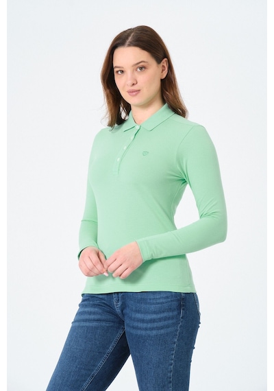 Msw Kadın Uzun Kollu Regular Fit Polo Yaka T-shirt Mint