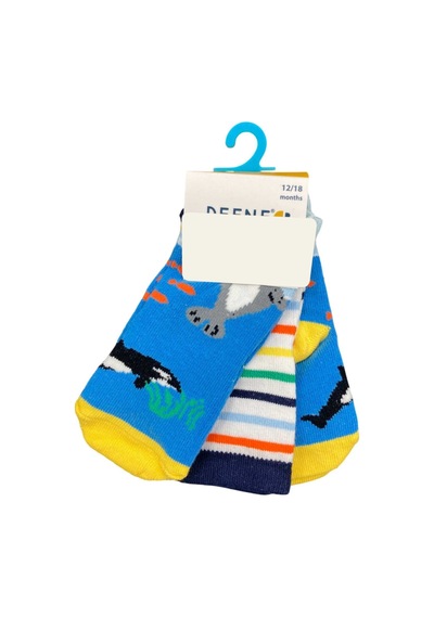 Defne Baby 3lü Bebek Çorabı E021-22 Mavi-sarı Mavi - Sarı