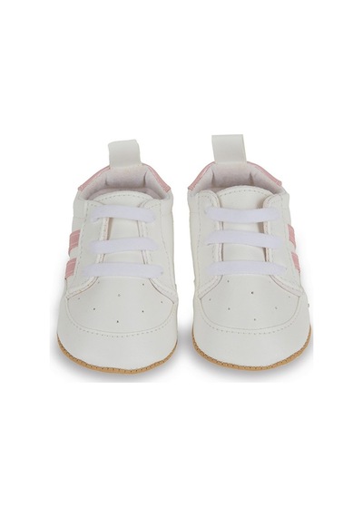 Pembe Çizgili Beyaz Kız Bebek Spor Patik Yürüme Öncesi-g-2354 Pembe