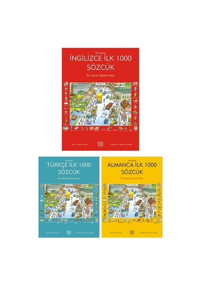 Resimlerle İlk 1000 Sözcük Seti - İngilizce - Almanca - Türkçe Ciltli 1001 Çiçek Kitaplar