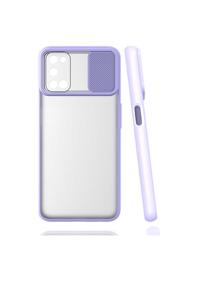 Noktaks - Oppo A52 Uyumlu - Kılıf Slayt Sürgülü Arkası Buzlu Lensi Kapak - Pembe Açık