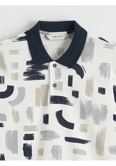 Lc Waikiki Lacivert Polo Yaka Desenli Pike Erkek Tişört