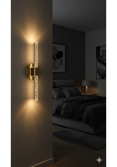 Bhbackhome Bubbleflux Şık Tasarım Modern Ledli Aplik 40 Cm Pilli Gold
