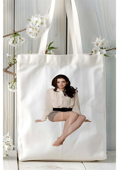 Art Hediye Anne Hathaway Baskılı Bez Çanta Kişiye Özel Model 1 Çok Renkli