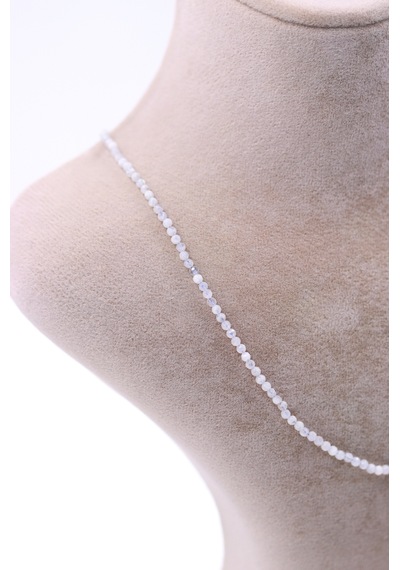 Akuamarin Taşı Doğal Taş Kolye Bileklik Seti Fasetli Kesim 2-3 Mm Mavi