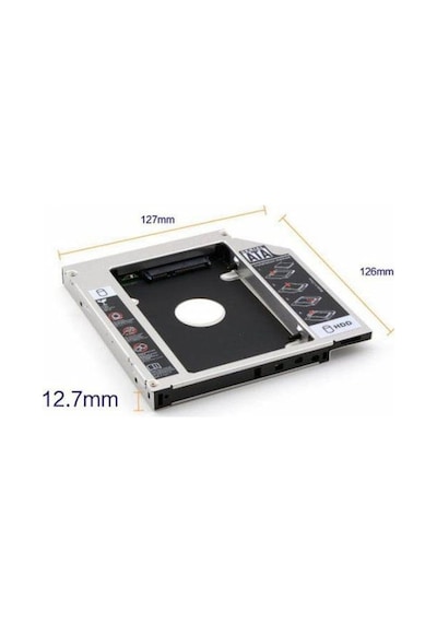SSD Caddy 12.7 Mm Dvd To SSD Kızak HDD Bağlama - HDD Caddy Kutu 12.7M