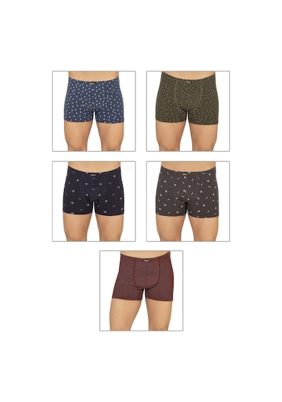 Kompedan Erkek 5'Li Paket Pamuklu Likralı Modal Desenli Boxer 11113-Desenli