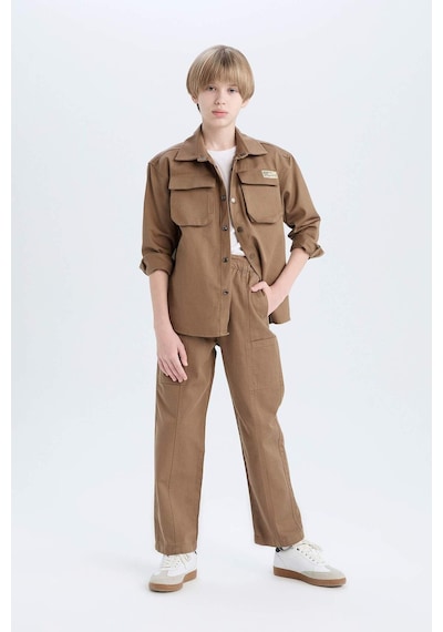DeFacto Erkek Çocuk Loose Fit Beli Lastikli Twill Pantolon D9850A825SPBG80 DeFacto Erkek Çocuk Loose Fit Beli Lastikli Twill Pantolon D9850A825SPBG80