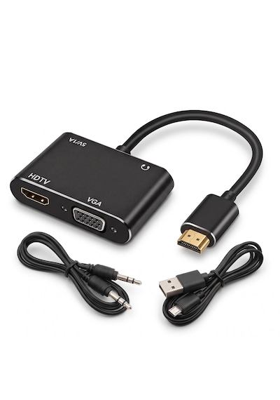 Hdmı To Hdmı Ve Vga Dönüştürücü Adaptör Ses Çıkışlı 4k Destekli Tek Yönlü Pc Laptop Monitör Tv Projeksiyon Çoklayıcı Cr98