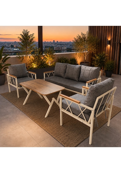 Miray Krem Metal 311 Masalı Gri Balkon Bahçe Oturma Grubu Minderli Metal Bahçe Mobilyası Takımı Miray Krem Metal 311 Masalı Gri Balkon Bahçe Oturma Grubu Minderli Metal Bahçe Mobilyası Takımı