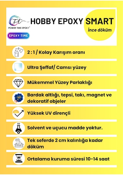 Power Time Hobi Epoksi Smart Şeffaf Ince Döküm Epoksi 1500 Gam