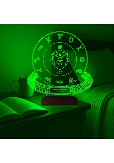 Luvivia Aslan Burcu Leo Astroloji Doğum Günü Hediyesi Kişiye Özel 3d Lamba - Masa Gece Lambası