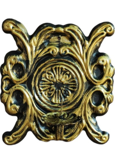 Aju Mumluk Şamdan Duvar Aplik Ev Bahçe Balkon Ofis Dekorasyonu Özel Tasarım Hediye 25x23cm Eskitme Gold. Gold