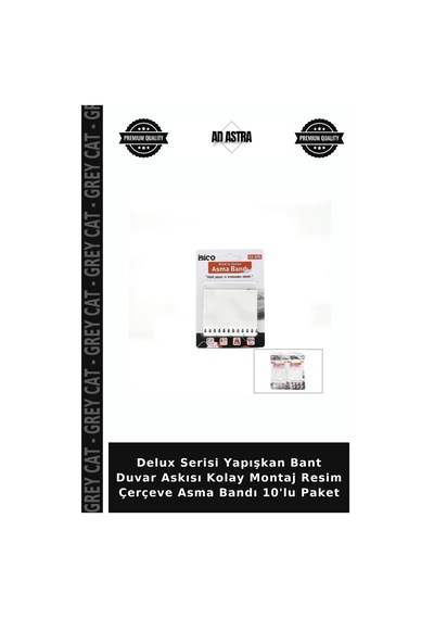 Delux Serisi Yapışkan Bant Duvar Askısı Kolay Montaj Resim Çerçeve Asma Bandı 10'lu Paket