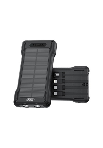 Pr290 10000mah Type-c Ve Lightning 4 Dahili Kablolu Güneş Enerjili Powerbank Taşınabilir Şarj Beyaz