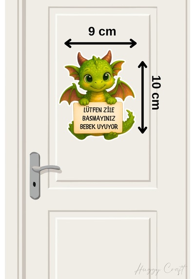 Yavru Dinazor Lütfen Zile Basmayınız Bebek Uyuyor Sticker Kapı Zili Etiketi Standart