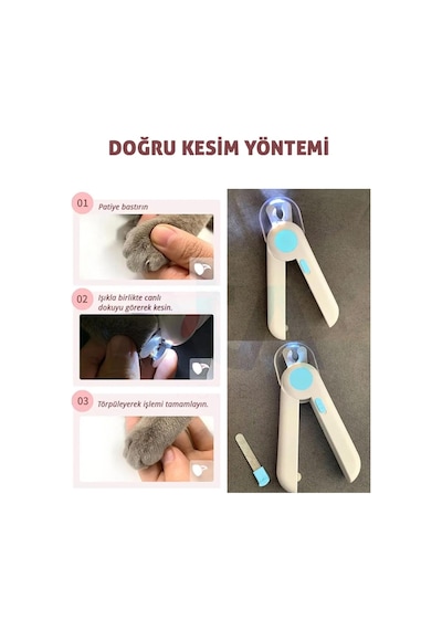 Ata Home Işıklı Kedi Köpek Tırnak Makası Pet Evcil Hayvanları Için Korumalı Led'li Törpülü Tırnak Makası,5