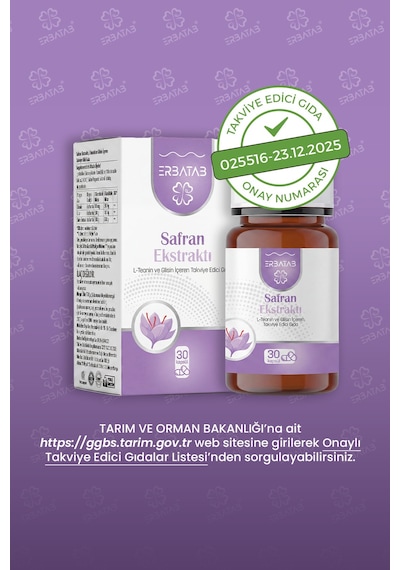 Erbatab Safran Ekstresi, L-teanin & Glisin Kompleksi 30 Kapsül
