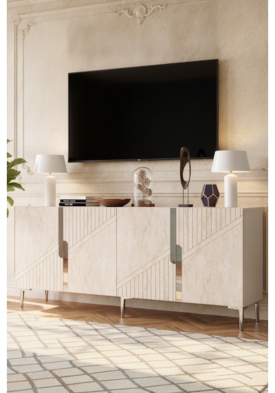 Ka1828bts Evva Konsol Ve Tv Sehpası Beyaz-traverten-sılver 180cm Beyaz - Traverten - Gümüş Ka1828bts Evva Konsol Ve Tv Sehpası Beyaz-traverten-sılver 180cm Beyaz - Traverten - Gümüş