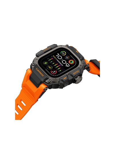 Watch Ultra 49mm Uyumlu Mohseven İwatch Punk Fortress Serisi Kasa Koruyuculu Silikon Kordon Turuncu