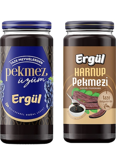 Ergül Üzüm Ve Harnup Keçiboynuzu Pekmezi 600 Gr Cam 2 Li Set