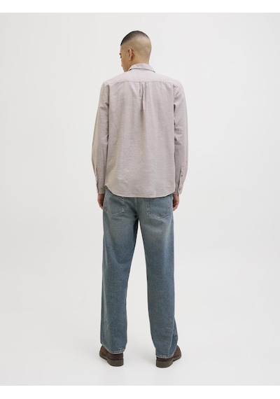 Jack & Jones Erkek Keten Karışımlı Gömlek - Summer - 12269315 Crockery Çok Renkli