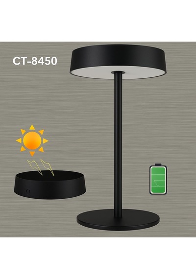 Dubai Solar Şarjlı Masa Lambası 3 Kademeli Dimmer, Dokunmatik, Type-c Usb, Güneş Enerjili, Si Tek Renk