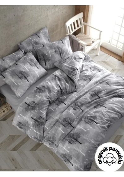 Lotus Home Lüks Pamuklu Çift Kişilik Nevresim Seti Ağaç Desen 200 x 220