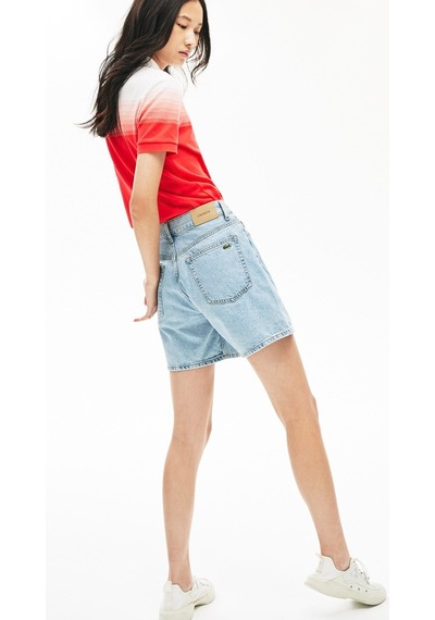 Lacoste Women's Regular Fit Denim Blue Bermuda Jean Shorts Kadın Şort Açık Mavi