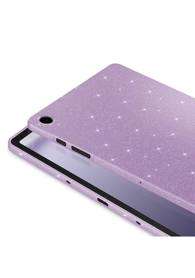 Samsung Galaxy Tab S10 Lite / S10 Fe / S9 Fe 10.9 Uyumlu Simli Parlak Koton Tablet Kılıf Standlı Koruyucu Kapak Lila