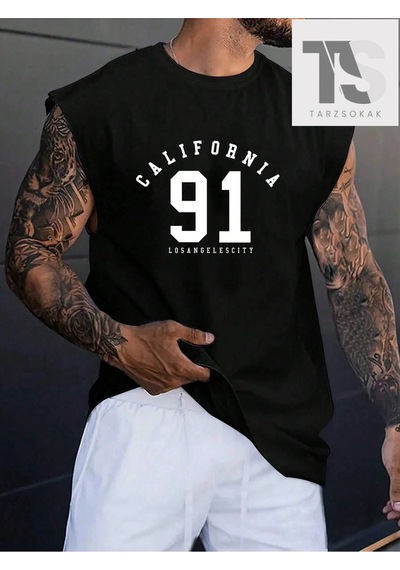 Startmore Erkek Pamuklu Harfli Grafik Tank Top Beyaz