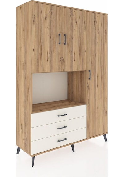 Hyperion Dolap 7 Raflı 3 Çekmeceli 3 Kapaklı 132x44x195 Çam-ç... Çam