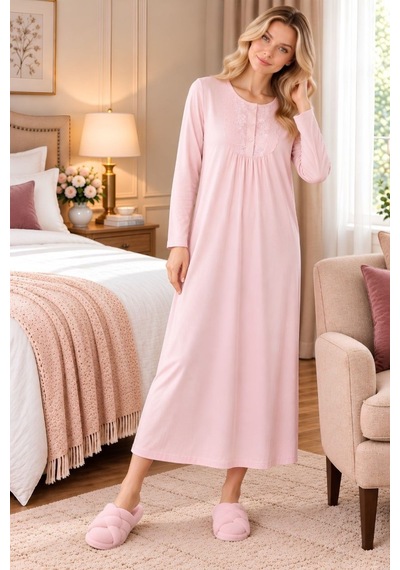 Mecit Pijama Mecit 6413 Pembe Büyük Beden Kadın Gecelik