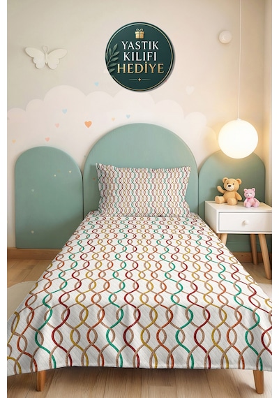 Geometrik Modern Genç Odası Tek Kişilik Pike Takımı-renkli Çizgili 160x220 Cm Kapitone Yatak Örtüsü Gümüş