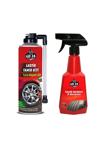 Gd24 Lastik Tamir Kiti 450 Ml Gd24 Lastik Parlatıcı 500 Ml