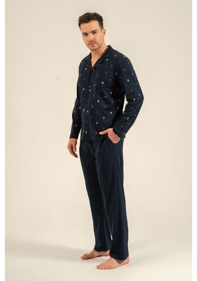 Arnetta Erkek Desenli Lacivert Gömlek Pijama Takımı Ar3854-s-v1 Ar3854-s-v1
