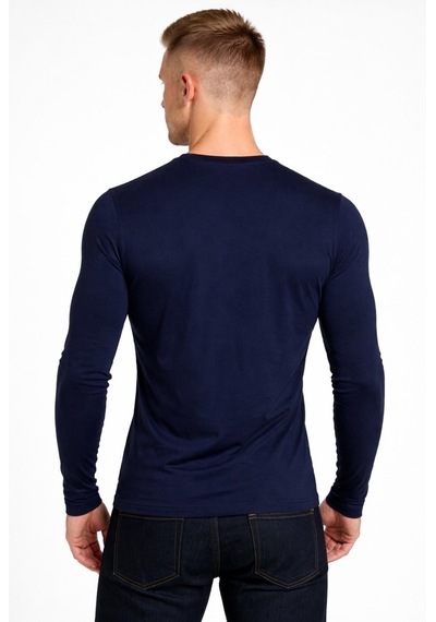 Axxel Erkek Lacivert Pamuklu Likralı Süprem Uzun Kollu T-shirt-d236