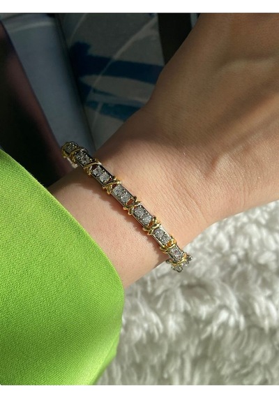 Pinery Jewels Vıp Tiff Suyolu X Zirkon Taşlı Kelepçe Altın